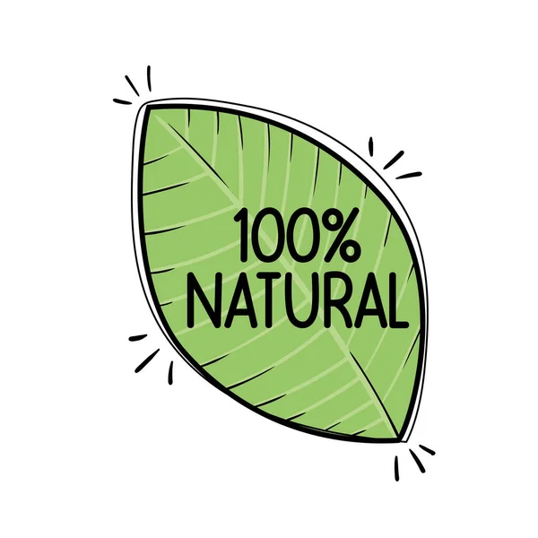 100% natuurlijk in bladplant — Stockvector