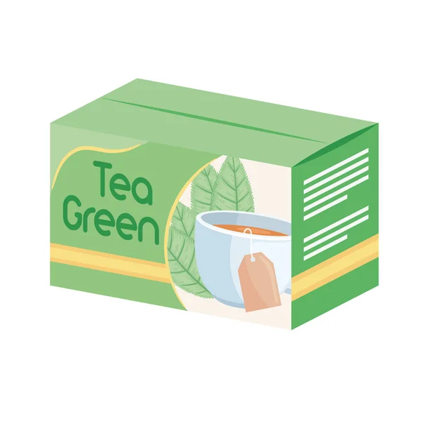 Thé vert en boîte — Image vectorielle