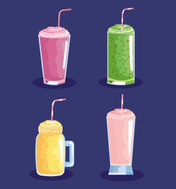 dört organik smoothie simgesi