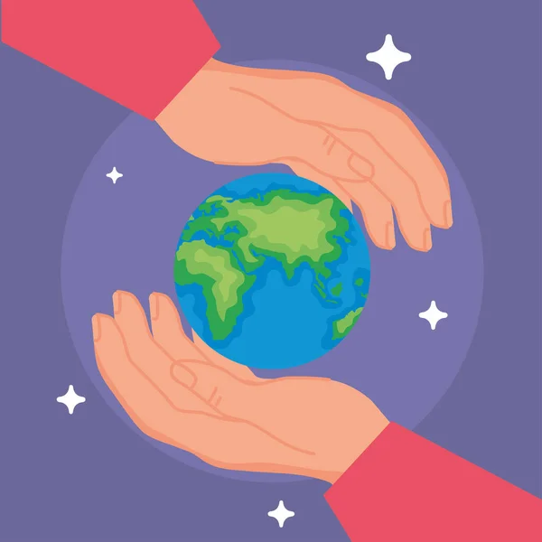 Hände, die den Planeten Erde schützen — Stockvektor