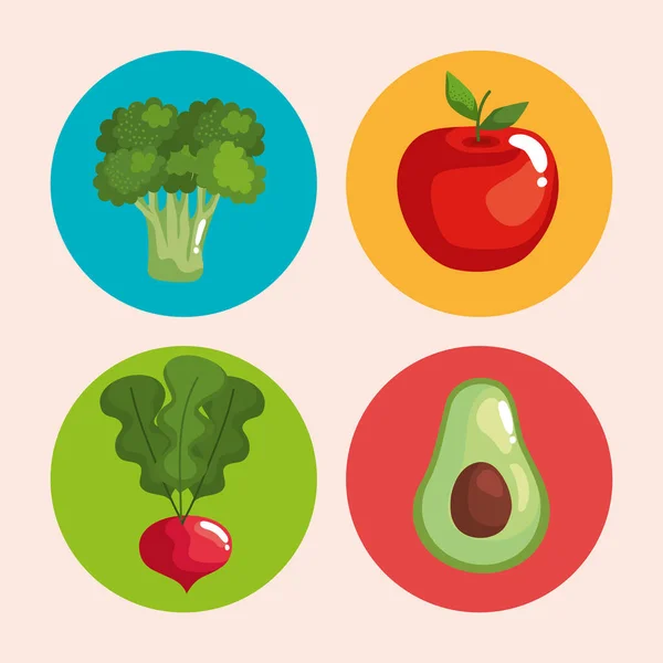 Sağlıklı yemek dört sebze — Stok Vektör