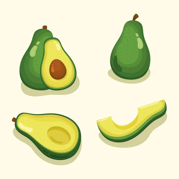 Авокадо овощи четыре иконы — стоковый вектор