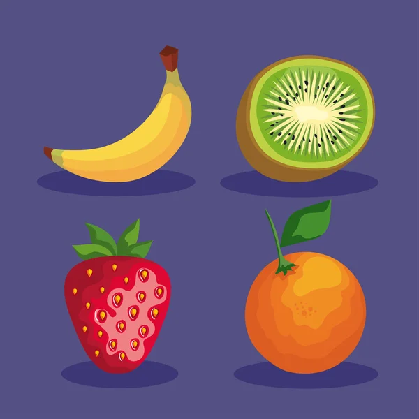 Τέσσερα νωπά φρούτα — Διανυσματικό Αρχείο