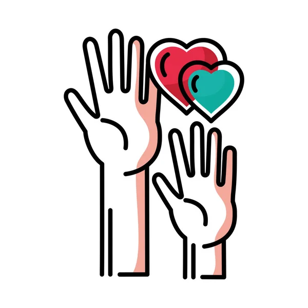 Mains et cœurs — Image vectorielle