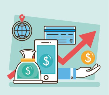 akıllı telefon ve finansal simgeler
