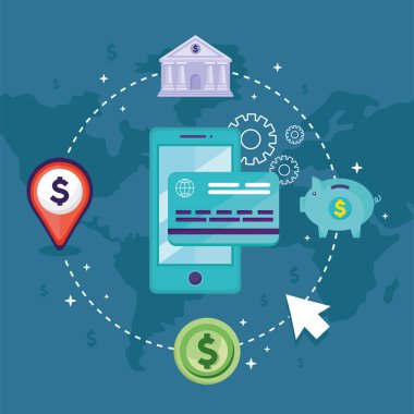 akıllı telefon ve bankacılık simgeleri