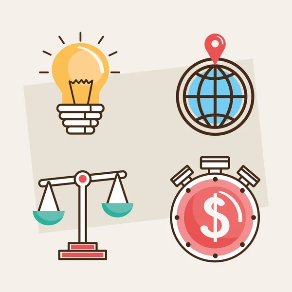 Quatre icônes d'affaires financières — Image vectorielle