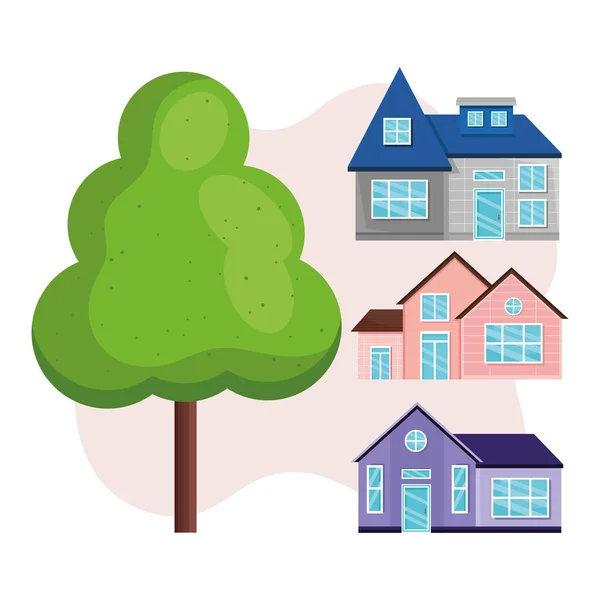 Trois maisons de rêve icônes — Image vectorielle
