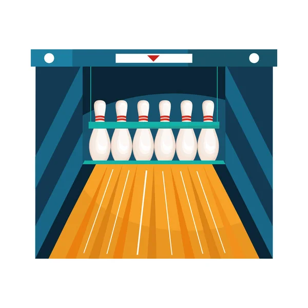 Bowlingspelden in de baan — Stockvector
