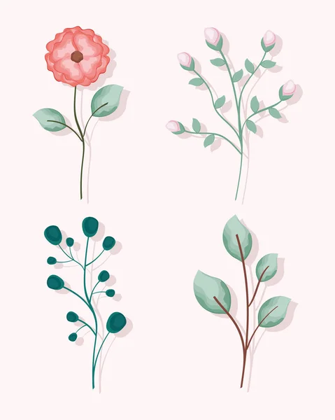 Четыре иконы цветочного оформления — стоковый вектор
