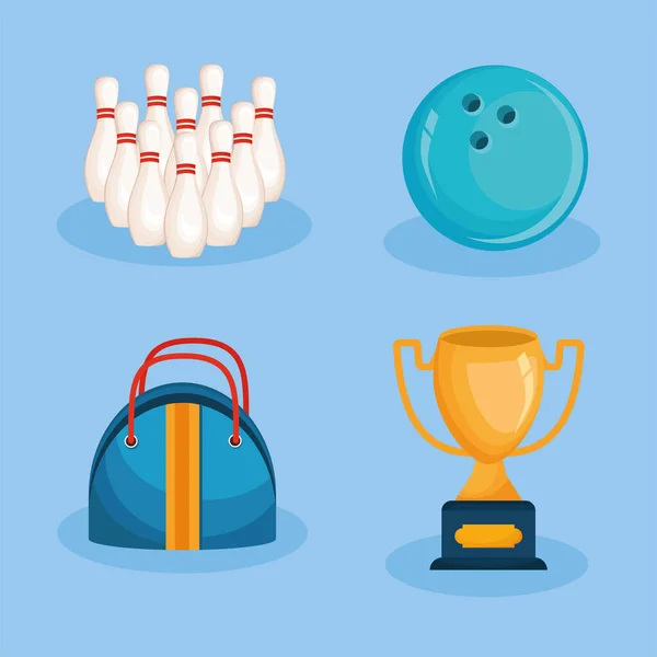 Vier bowling sport iconen — Stockvector