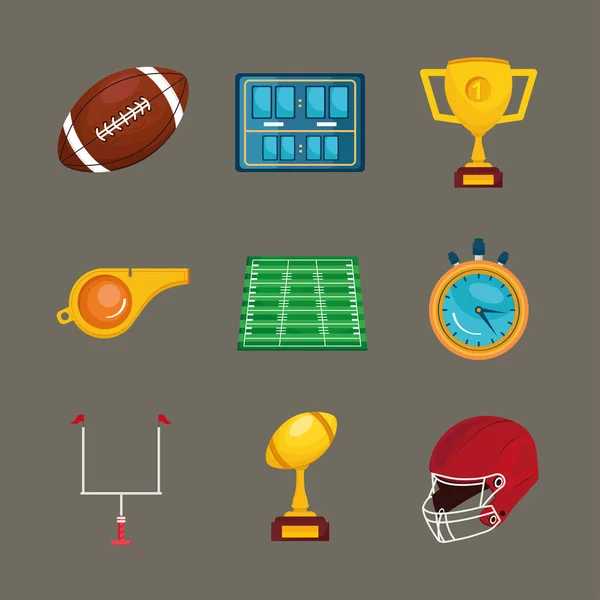 Nine american football icons — Stock Vector