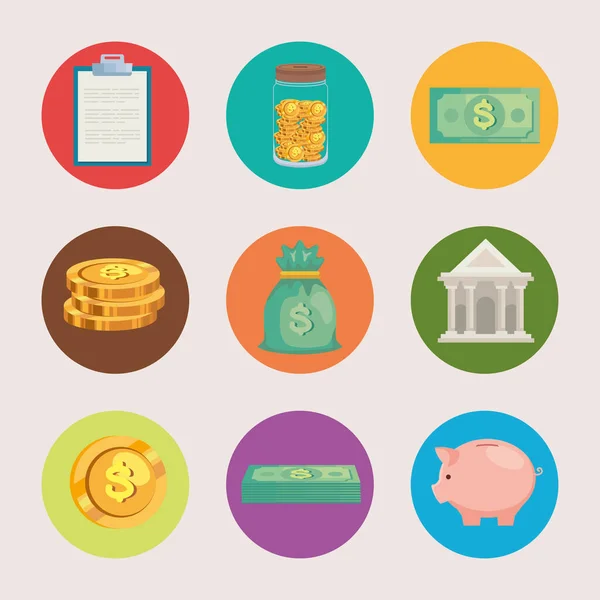 Nine economy and finances icons — Stock Vector