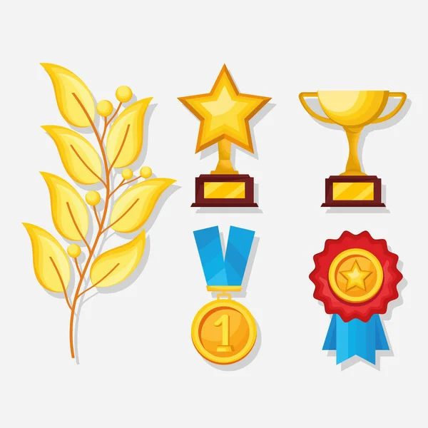 Vijf gouden prijzen pictogrammen — Stockvector