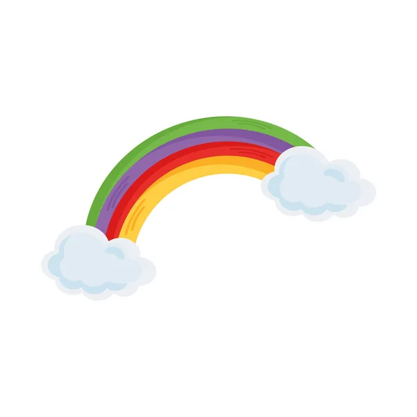 Hermoso arco iris con nubes — Vector de stock