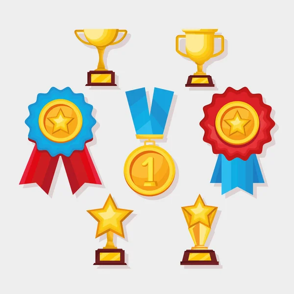Seven golden awards icons — Stock Vector