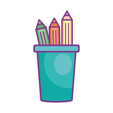 Bardaktaki renkli kalemler.