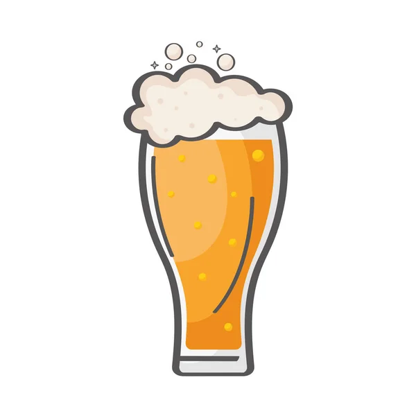 Taza de vidrio con cerveza espumosa — Vector de stock