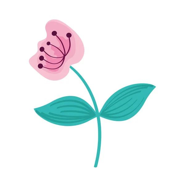 Kwiat z gałązką i liśćmi — Wektor stockowy