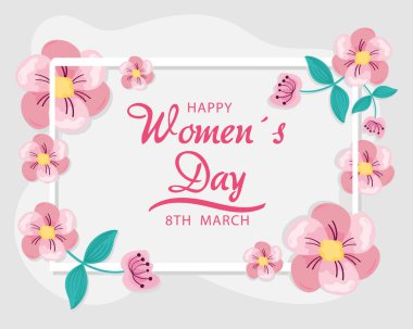 Çiçekli kadınlar günü posteri