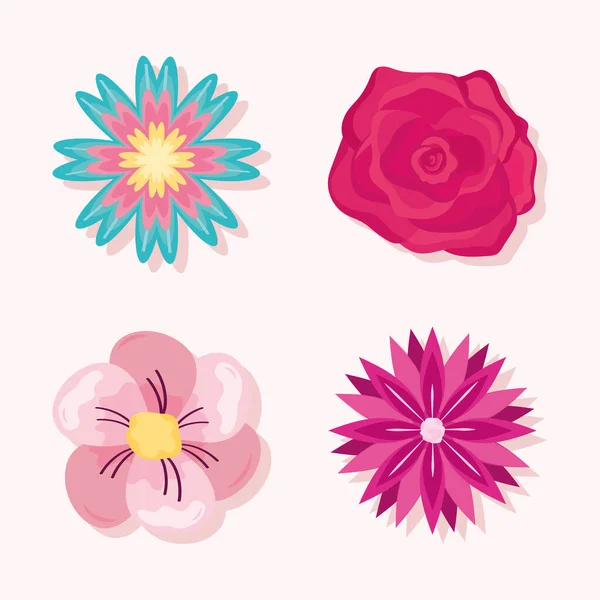 Set van gekleurde bloemen — Stockvector