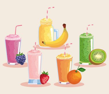 Beş organik smoothie simgesi