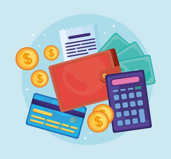 Wallet and calculator — Stock Vector
