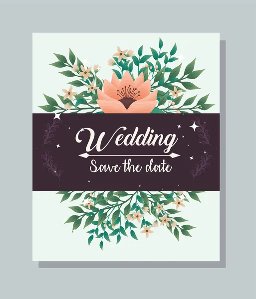 Convite de casamento e flores — Vetor de Stock
