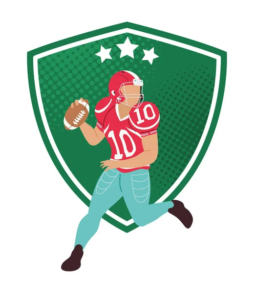Giocatore di football americano in scudo — Vettoriale Stock