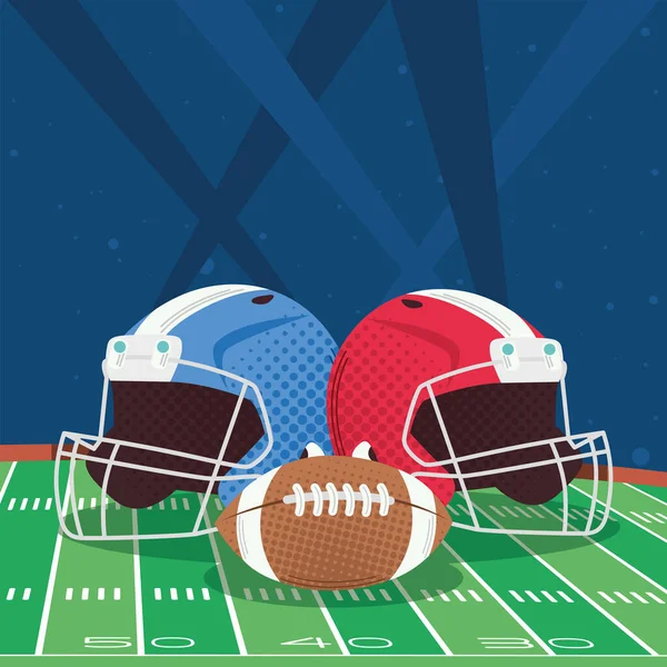 American football balloon and helmets — Stock Vector