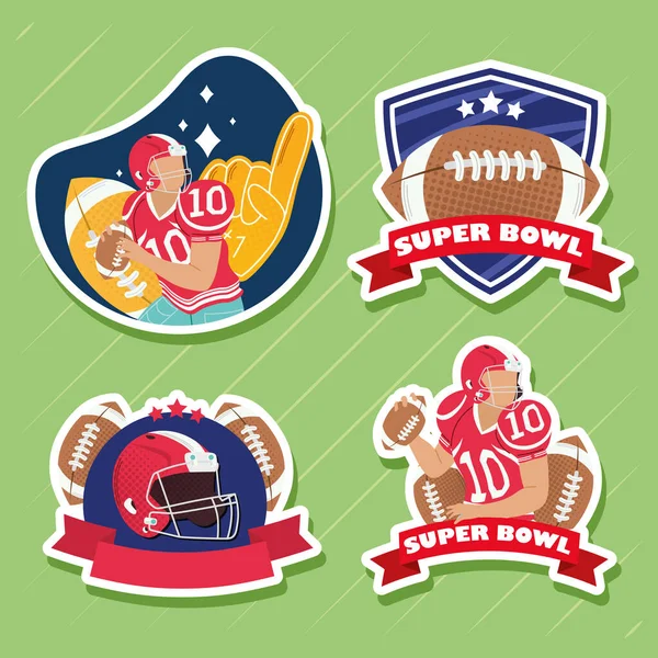 Cztery emblematy Super Bowl — Wektor stockowy