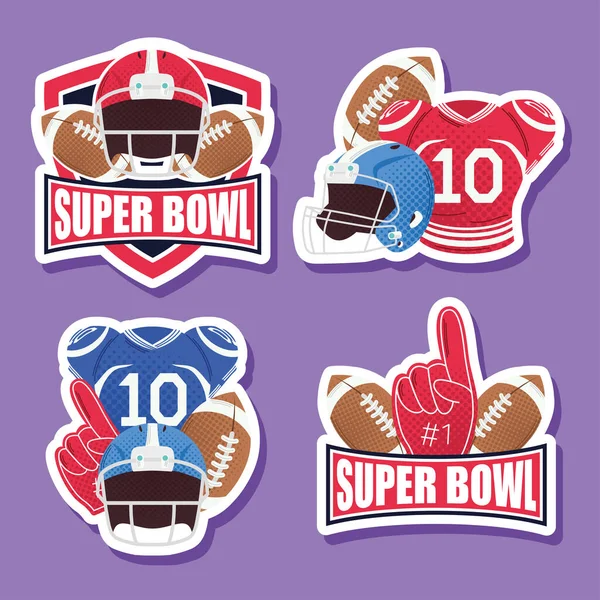 Emblemas de juego super bowl — Archivo Imágenes Vectoriales