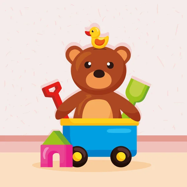 Bear in cart — стоковый вектор
