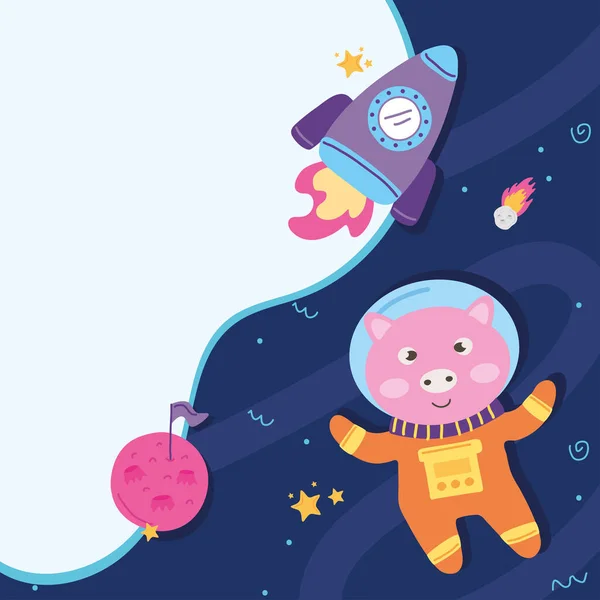 Astronaut pig design — Stock Vector