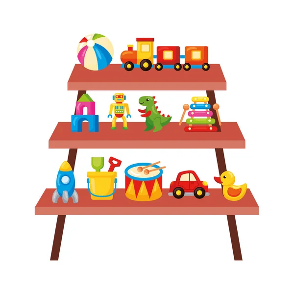 Étagères avec jouets — Image vectorielle