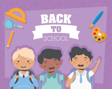 Küçük öğrenciler erkek karakterler