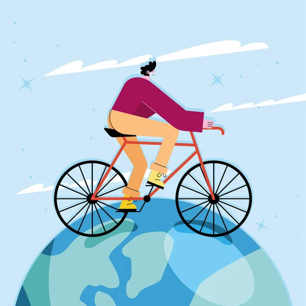 Hombre con bicicleta — Vector de stock