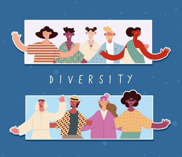 Conception de personnes multiethniques — Image vectorielle