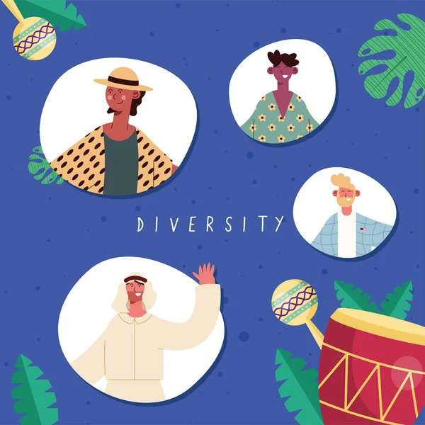 Diversiteit mannen ontwerpen — Stockvector