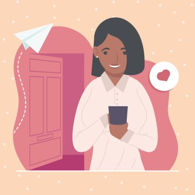 Akıllı telefon kullanan afro kız