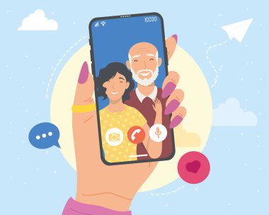 Akıllı telefondaki ebeveynler.