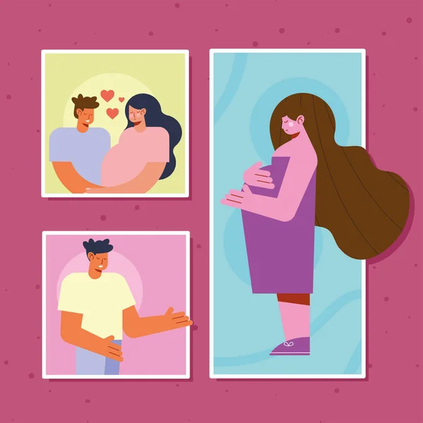 Embarazo damas y hombres — Archivo Imágenes Vectoriales