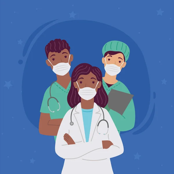 Interracial doctors medical staff — Stock Vector