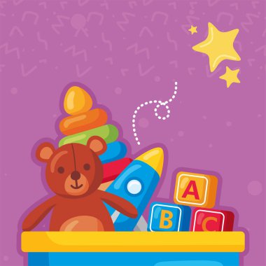 çocuk oyuncakları sepette