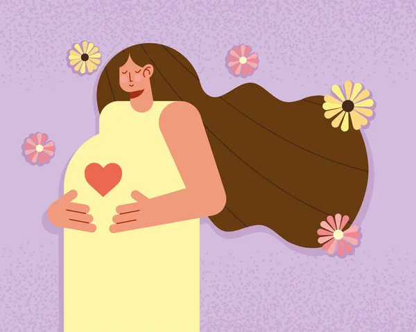 Femme enceinte avec coeur — Image vectorielle