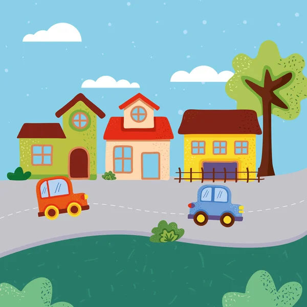 Sąsiedztwo i samochody — Wektor stockowy