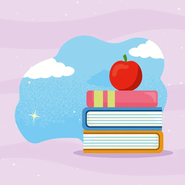 Apple på böcker — Stock vektor