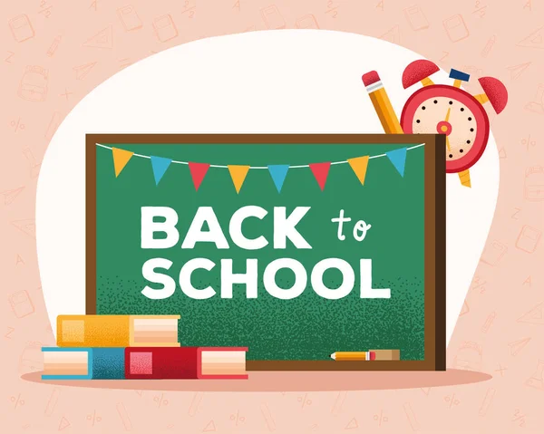 Back to school lettering in chalkboard — Stock Vector