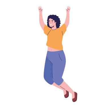 Kadın havada zıplıyor