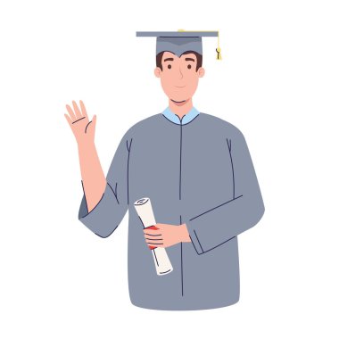 Mezuniyet elbisesi olan adam.